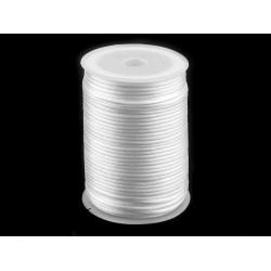 Cordoncino coda di topo, raso di poliestere, ø 2 mm - Bianco (570 Metri)