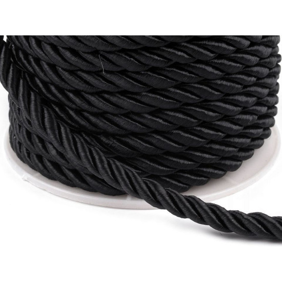 Twisted cord  ø7 mm - Black (20 Meters)