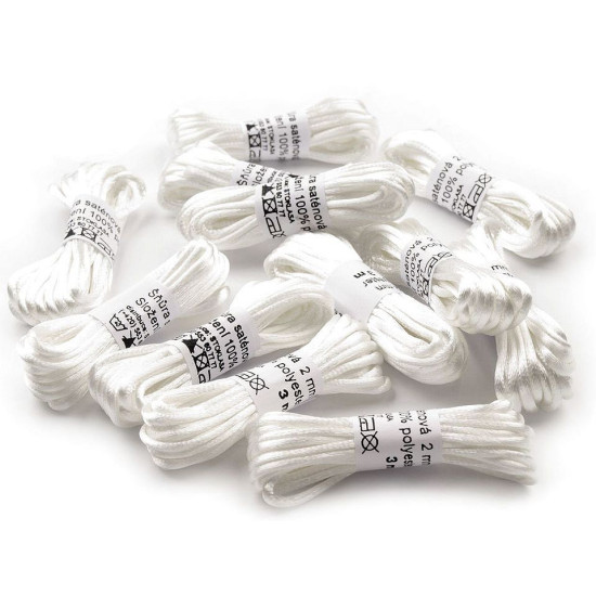 100% polyester rattail satin cord ø2mm, bunch per 3m - Light mix (10 Bunches) 100% polyester rattail satin cord ø2mm, bunch per 3m - Light mix (10 Bunches)