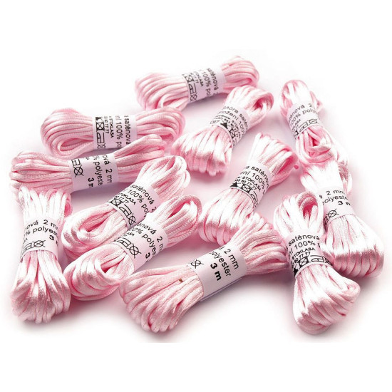 100% polyester rattail satin cord ø2mm, bunch per 3m - Light mix (10 Bunches) 100% polyester rattail satin cord ø2mm, bunch per 3m - Light mix (10 Bunches)