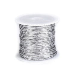 Sznureczek ozdobny z lureksem szerokość 1,1 mm płaski - Srebrny (1 Sztuka)