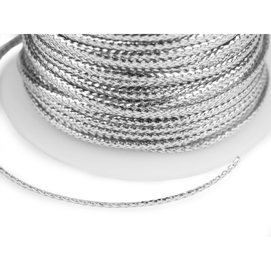 Cordon plat creux de noël avec lurex, largeur 2 mm - Or lt. (1 Pièce) Cordon plat creux de noël avec lurex, largeur 2 mm - Or lt. (1 Pièce)