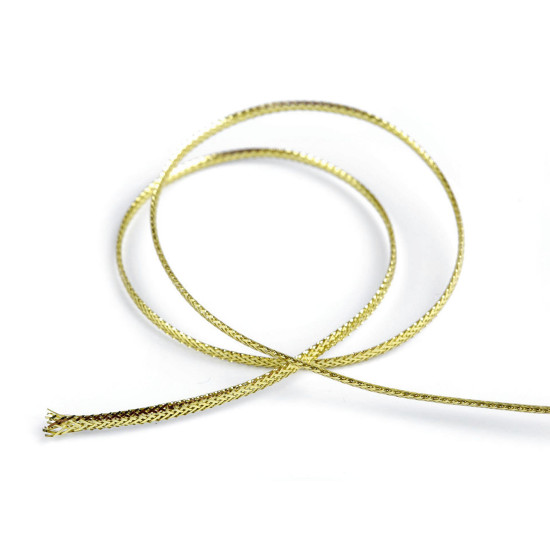 Cordon plat creux de noël avec lurex, largeur 2 mm - Or lt. (1 Pièce) Cordon plat creux de noël avec lurex, largeur 2 mm - Or lt. (1 Pièce)