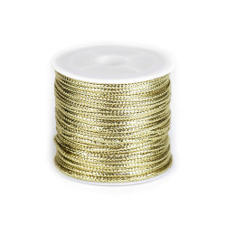 Cordon plat creux de noël avec lurex, largeur 2 mm - Or lt. (1 Pièce)