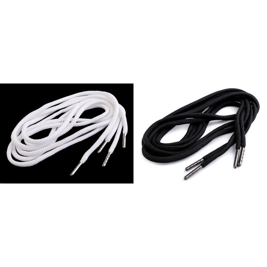 Sznurek odzieżowy z końcówkami długość 130 cm - Czarny (100 Sztuki) Sznurek odzieżowy z końcówkami długość 130 cm - Czarny (100 Sztuki)