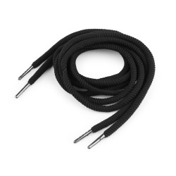 Sznurek odzieżowy z końcówkami długość 130 cm - Czarny (10 Sztuki)