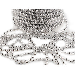 Plastic beads garland ø4 mm - Silver (24 Meters)