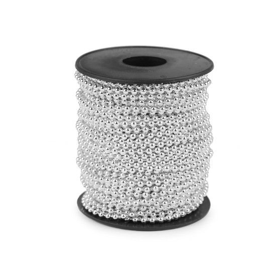 Koraliki / perełki na sznurku ø3 mm - Srebrny (100 Metry) Koraliki / perełki na sznurku ø3 mm - Srebrny (100 Metry)