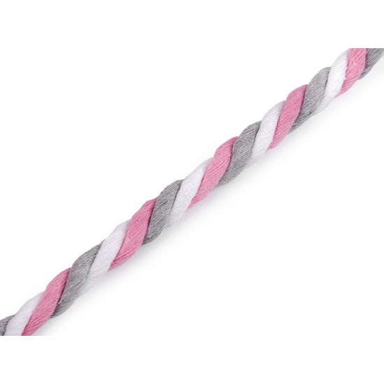 Baumwollkordel gedreht, ø 12 mm, makramee - Pink (1 Meter) Baumwollkordel gedreht, ø 12 mm, makramee - Pink (1 Meter)