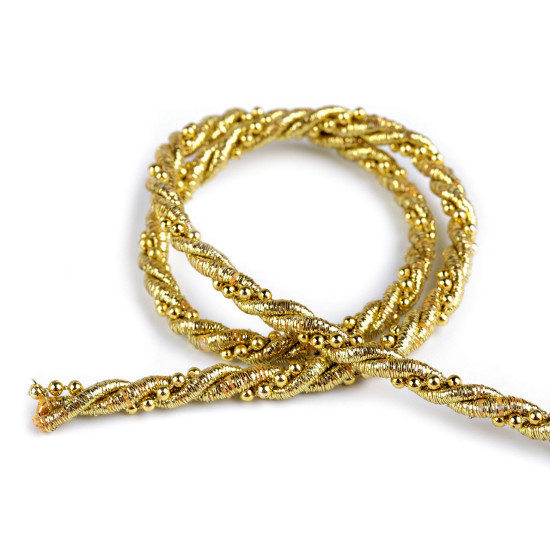 Cordon torsadé en lurex avec chaîne à boules, ø 5 mm - Or (80 Mètres) Cordon torsadé en lurex avec chaîne à boules, ø 5 mm - Or (80 Mètres)