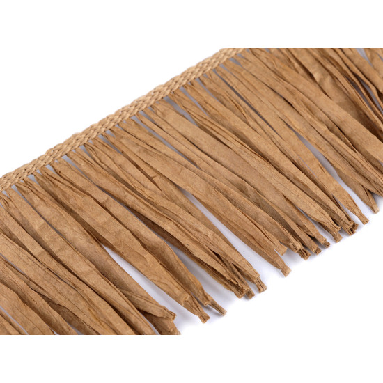 Frędzle rafia naturalna szerokość 90 mm - Naturalny brąz (50 Metry) Frędzle rafia naturalna szerokość 90 mm - Naturalny brąz (50 Metry)