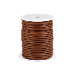 Eco leather string cord, filled ø3 mm - Cognac brown (1 Meter)