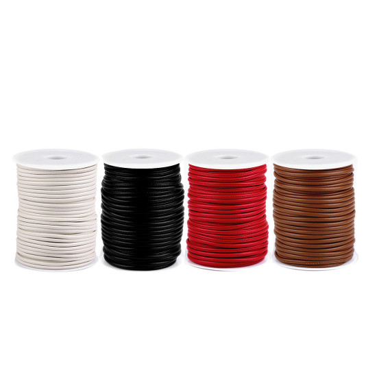 Eco leather string cord, filled ø3 mm - Cream lightest (1 Meter) Eco leather string cord, filled ø3 mm - Cream lightest (1 Meter)