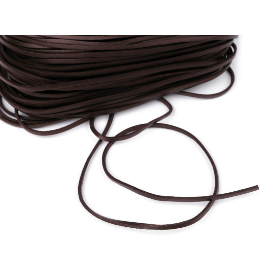 Bőrcsík lapos 3 mm folyóméteres - Sötétbarna (1 Méter) Bőrcsík lapos 3 mm folyóméteres - Sötétbarna (1 Méter)