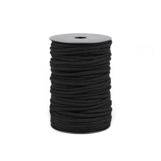 Cotton cord with core ø6 mm - Black (1 Meter) Cotton cord with core ø6 mm - Black (1 Meter)