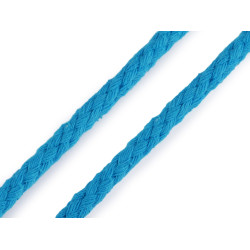 Cordoncino di cotone, dimensioni: ø 7 mm, intrecciato - Azzurro (135 Metri)