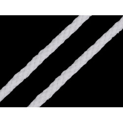 Cordoncino di cotone, dimensioni: ø 7 mm, intrecciato - Bianco (135 Metri)
