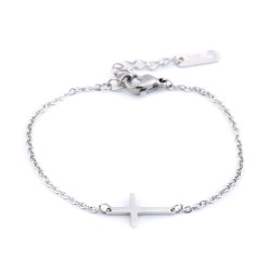 Stainless steel cross chain bracelet - Silver (1 Piece)