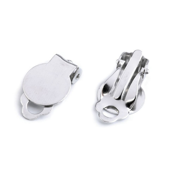 Clip on earring finding 10x18 mm - Platinum (10 Pieces)