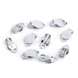 Clip on earring finding 10x18 mm - Platinum (10 Pieces)