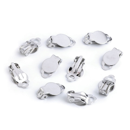Clip on earring finding 10x18 mm - Platinum (10 Pieces)