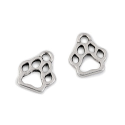 Zawieszka ślad łapy 11x13 mm - Platyna (10 Sztuki)