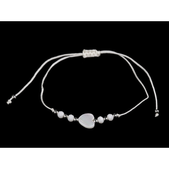 Shamballa bracelet pearl heart - Blue light (1 Piece)