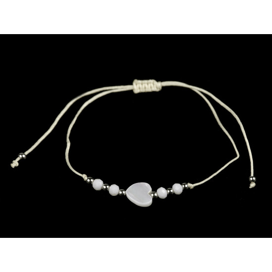 Shamballa bracelet pearl heart - Blue light (1 Piece)