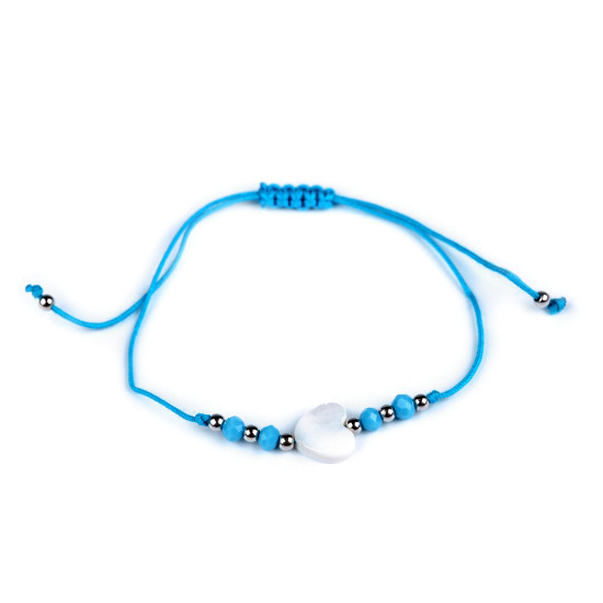 Shamballa bracelet pearl heart - Blue light (1 Piece)