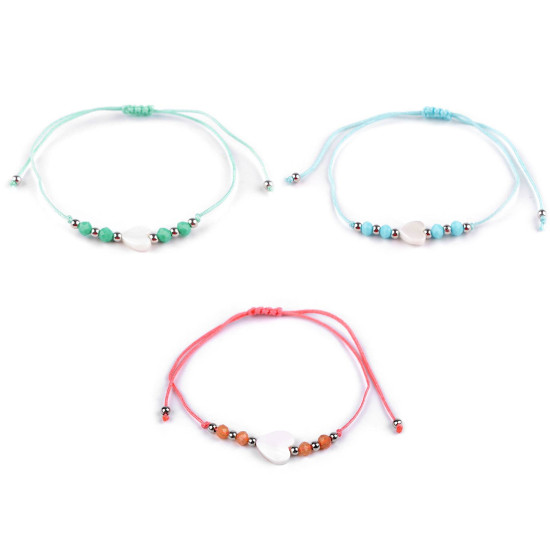 Shamballa bracelet pearl heart - Blue light (1 Piece)
