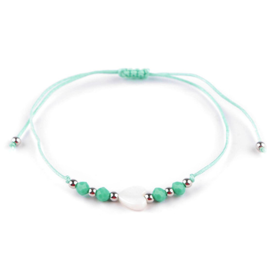 Shamballa bracelet pearl heart - Blue light (1 Piece)