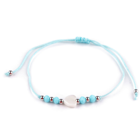 Shamballa bracelet pearl heart - Blue light (1 Piece)
