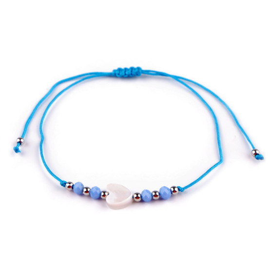 Shamballa bracelet pearl heart - Blue light (1 Piece)