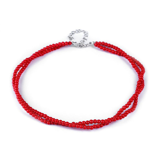 Imitation pearl necklace - Red (12 Pieces)