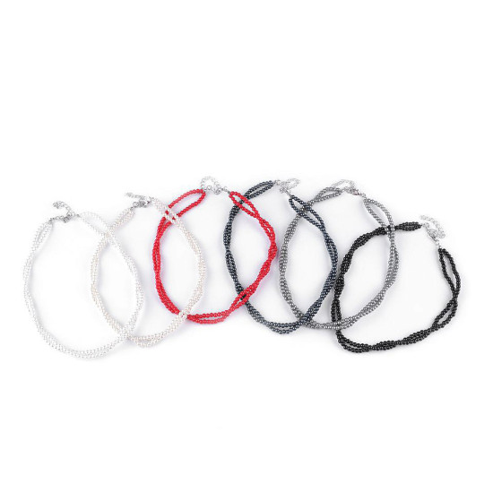 Imitation pearl necklace - Red (12 Pieces)