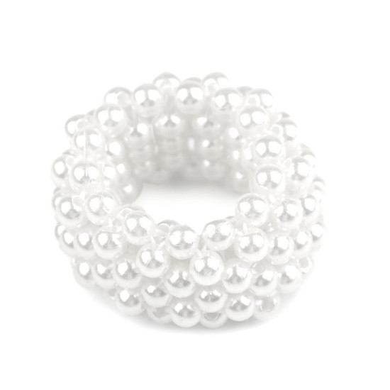 Gumka do włosów z perełkami - White (4 Sztuki) Gumka do włosów z perełkami - White (4 Sztuki)