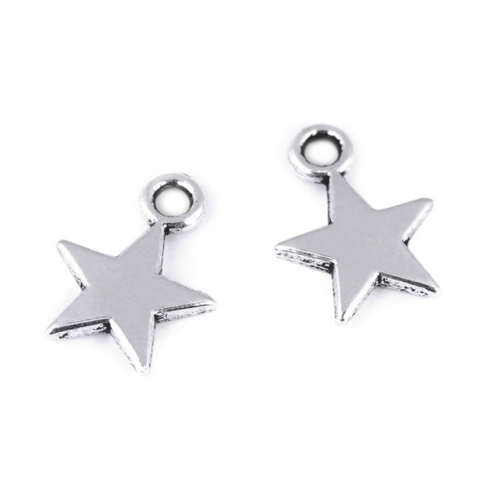 Csillag medál ø10 mm - Platina (10 Darabok)