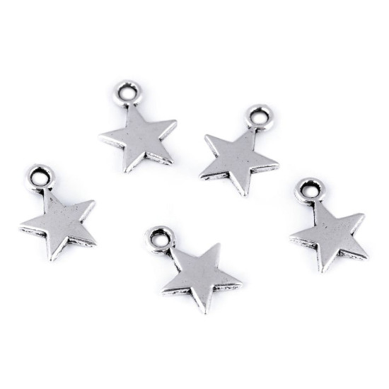 Csillag medál ø10 mm - Platina (10 Darabok)
