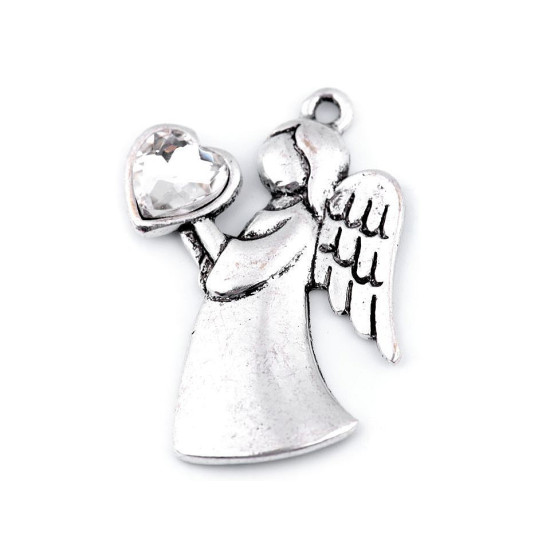 Anhänger engel mit herz 24x36 mm - Crystal (1 Stück)