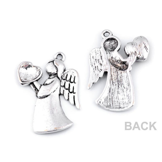 Anhänger engel mit herz 24x36 mm - Crystal (1 Stück)