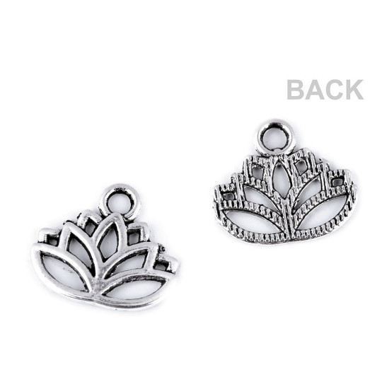 Metal charm lotus 15x17 mm - Platinum (10 Pieces)