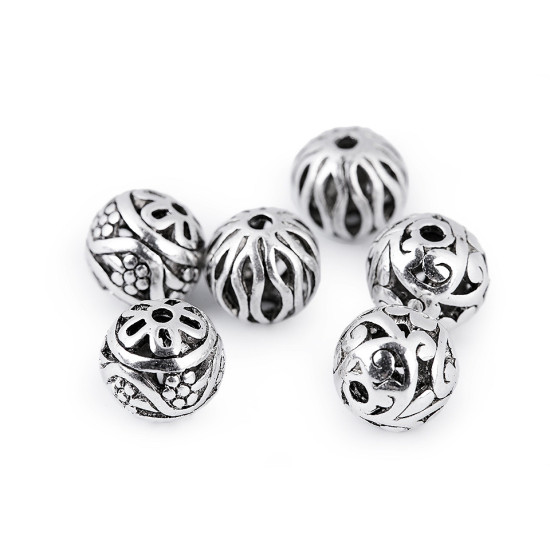 Koraliki metalowe ornament - Platyna (5 Sztuki) Koraliki metalowe ornament - Platyna (5 Sztuki)