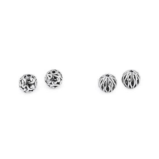 Koraliki metalowe ornament - Platyna (5 Sztuki) Koraliki metalowe ornament - Platyna (5 Sztuki)