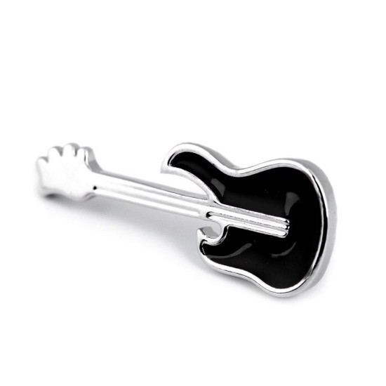 Broszka / pins gitara, samolot - Platyna (6 Sztuki)