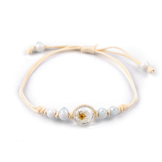 Shamballa bracelet with beads and flower - Green light (1 Piece) Shamballa bracelet with beads and flower - Green light (1 Piece)
