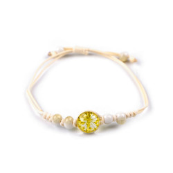 Bransoletka shamballa z koralikami - Biało-żółty (1 Sztuka)