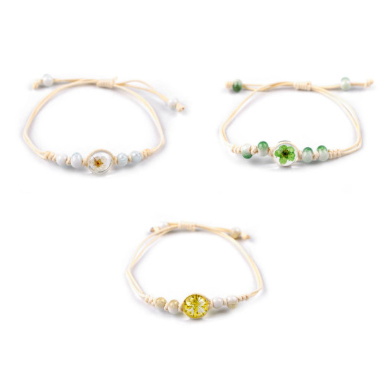 Shamballa bracelet with beads and flower - Green light (1 Piece) Shamballa bracelet with beads and flower - Green light (1 Piece)