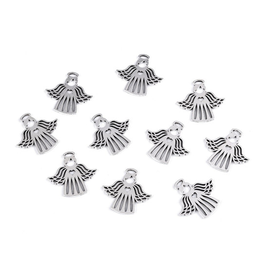Pendant / charm angel 27x28 mm - Platinum (2 Pieces)