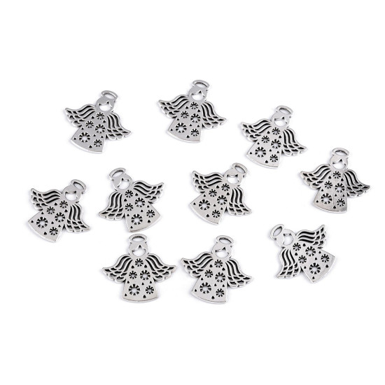 Pendant / charm angel 27x28 mm - Platinum (2 Pieces)