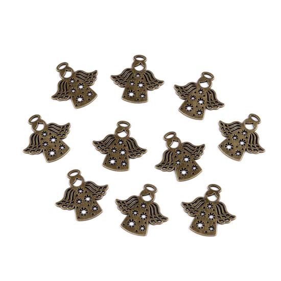 Pendant / charm angel 27x28 mm - Platinum (2 Pieces)